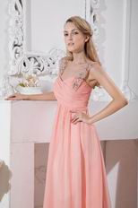 New Arrival Column Pink Chiffon Sweetheart Vest Evening Dress