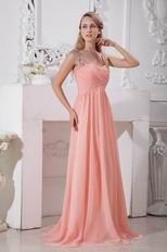 New Arrival Column Pink Chiffon Sweetheart Vest Evening Dress