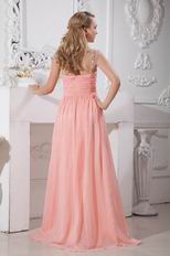 New Arrival Column Pink Chiffon Sweetheart Vest Evening Dress