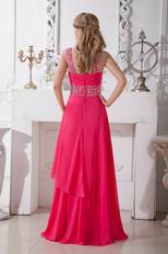 Buy Cheap Beaded Long Red Chiffon Evening Dress Gown