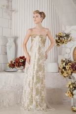 Unique Sweetheart Gold Sequin With Lace Evening Gown