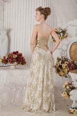 Unique Sweetheart Gold Sequin With Lace Evening Gown