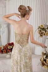 Unique Sweetheart Gold Sequin With Lace Evening Gown