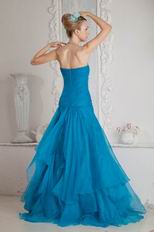 Cheap Aline Layers Floor Length Azure Evening Dress