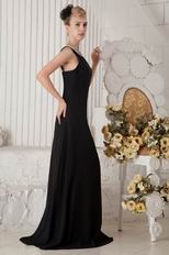 Modest Scoop Pearl Neck Black Juniors Evening Dress