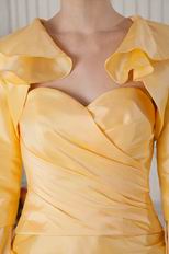 Discount Knee Length Skirt Yellow Evening Dress With Jacket
