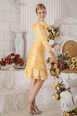 Discount Knee Length Skirt Yellow Evening Dress With Jacket