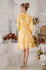 Discount Knee Length Skirt Yellow Evening Dress With Jacket