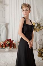 Straps Square Floor Length Black Pageant Evening Dress