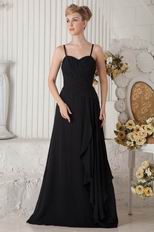 Affordable Spaghetti Straps Long Black Chiffon Evening Dress