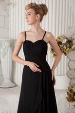 Affordable Spaghetti Straps Long Black Chiffon Evening Dress