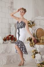 High Low Tea Length V Shaped Neck Evening Dress With Lace