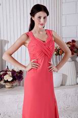Criss-Cross Pink Skirt With High Split Evening Dress