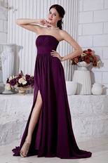 Grape Chiffon Evening Dress With Side High Split Design