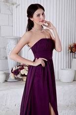 Grape Chiffon Evening Dress With Side High Split Design