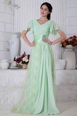 Best Seller V-Neck Lace Skirt Light Green Evening Dress