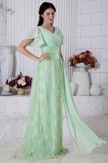 Best Seller V-Neck Lace Skirt Light Green Evening Dress