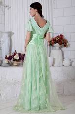 Best Seller V-Neck Lace Skirt Light Green Evening Dress