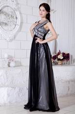 Unique V-Neck Sequin Black Chiffon Evening Dress