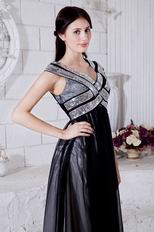 Unique V-Neck Sequin Black Chiffon Evening Dress