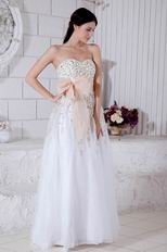 Sweetheart Embroidery Formal Evening Dress With Bowknot