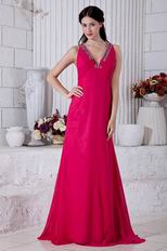 Top Seller V-Neck Rose Pink Women Prefer Evening Dress