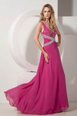 Backless V-neck Embroidery Ruby Evening Gowns