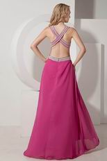 Backless V-neck Embroidery Ruby Evening Gowns