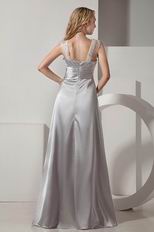 Empire Waist Silver Evening Party Dress At Cheap Price