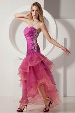 Special Offer Fuchsia Layers High Low Evening Dresses