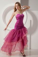 Special Offer Fuchsia Layers High Low Evening Dresses