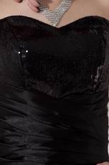 Sequin Bubble Lace Up Black Mini Evening Dress Gown