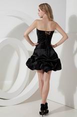 Sequin Bubble Lace Up Black Mini Evening Dress Gown