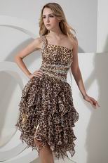 New Arrival Backless Leopard Print Short Evening Dress