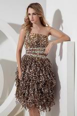 New Arrival Backless Leopard Print Short Evening Dress