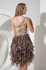 New Arrival Backless Leopard Print Short Evening Dress