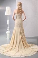 Exclusive Beaded Mermaid Champagne Unique Evening Dress