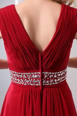 Wine Red V Neckline Floor Length Dress To Evening