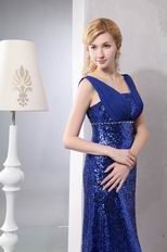 Flashy Sequin Paillette Royal Blue Evening Dress For Sale