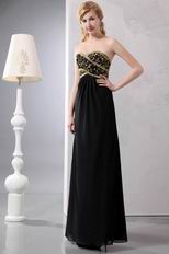 Golden Embroidery Black Evening Dress And Lace Jacket