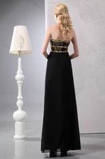 Golden Embroidery Black Evening Dress And Lace Jacket