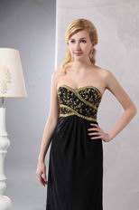 Golden Embroidery Black Evening Dress And Lace Jacket