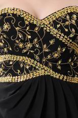 Golden Embroidery Black Evening Dress And Lace Jacket