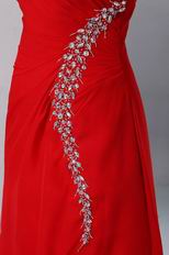 One Shoulder Side High Split Alizarin Crimson Evening Dress