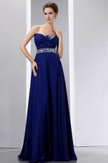 Stylish Floor Length Royal Blue Chiffon Evening Dress Online