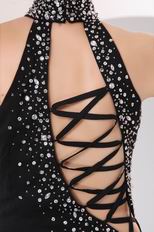 Fashionable Halter Lace Up Black Chiffon Evening Dress