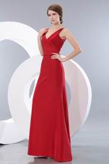 Simple V-neck Mermaid Wine Red Evening Dress For Women