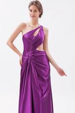 Cheap One Shoulder Panel Train Purple Evening Dress Online