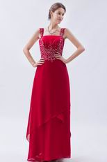 Inexpensive Square Embroidery Wine Red Evening Dress