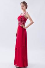 Inexpensive Square Embroidery Wine Red Evening Dress